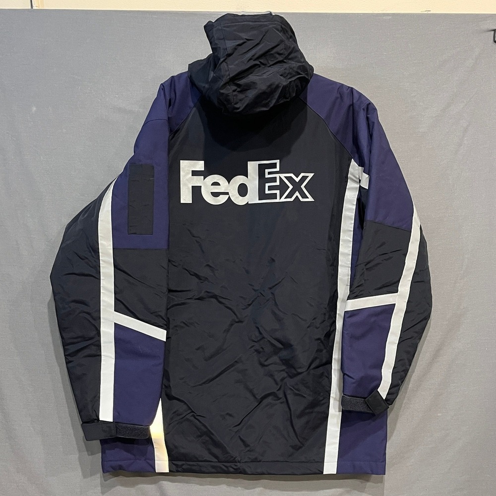 FedEx Stan Herman Primaloft Parka Jacket Mens Medium Blue Black FD3330 NWT - Picture 4 of 8